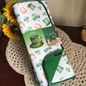 St. Patrick’s Day Design Drying Mats with Shamrocks, Green Hats and Horseshoes
